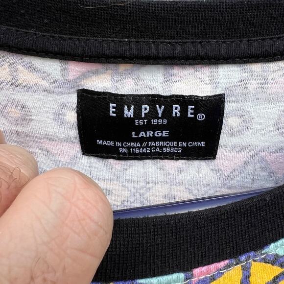 Retro Empyre 90s geometric shapes pocket t-shirt Size Large - Picture 3 of 5